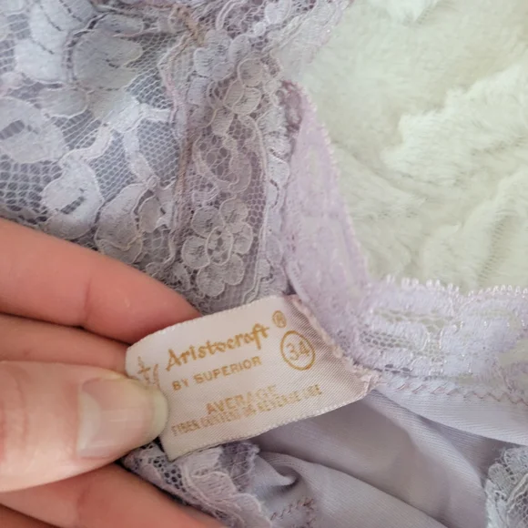 Vintage Soft Pink and Lavender Lace Chemise - Picture 8 of 10